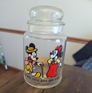 Vintage Mickey‎ & Minnie Jar "For Good Little Boys And Girls" Starlight Kisses